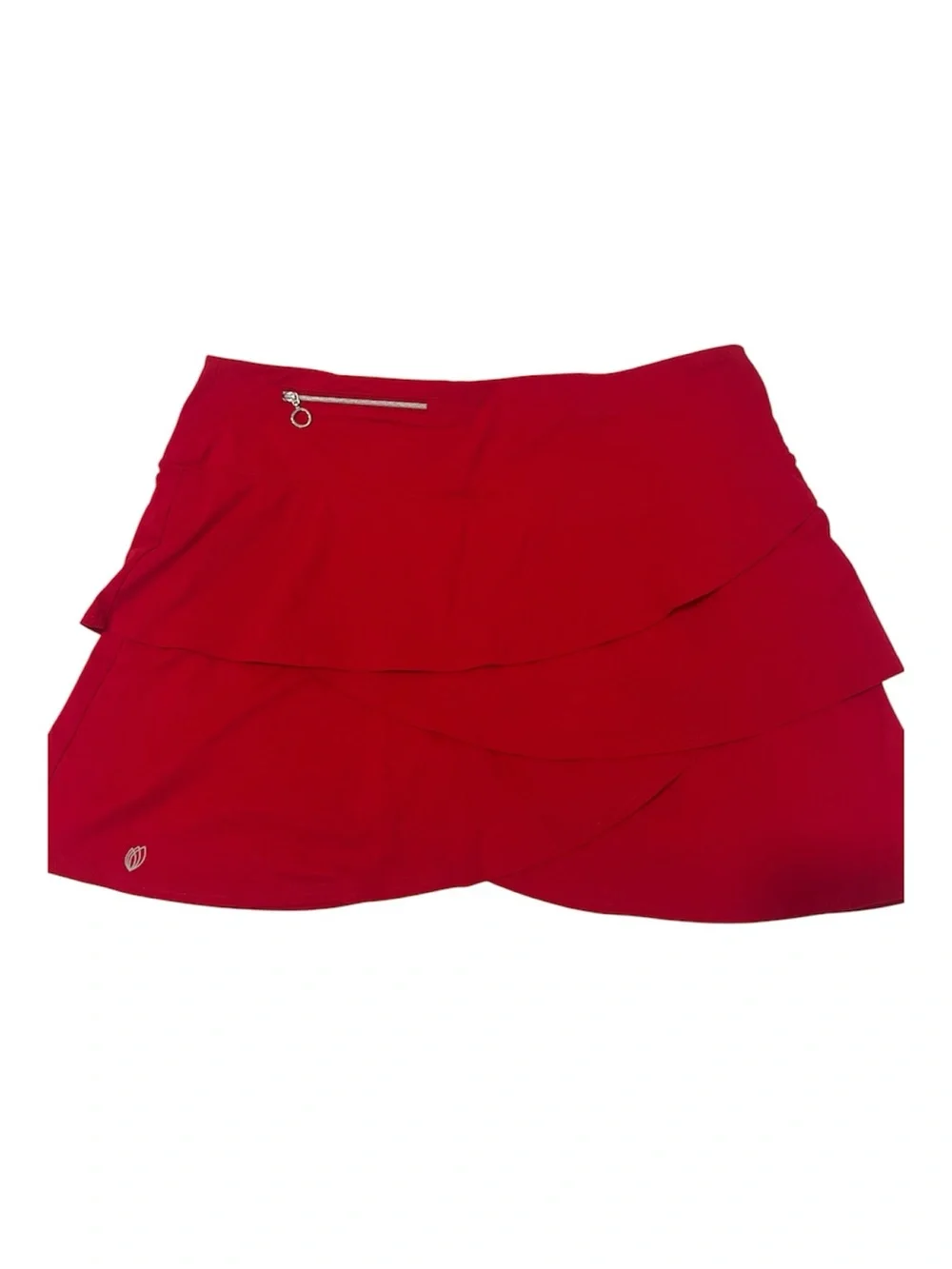 GG Blue SzXL Ruffle Tier Athletic Skort in Bright Red 2 Zipper Pockets Like New
